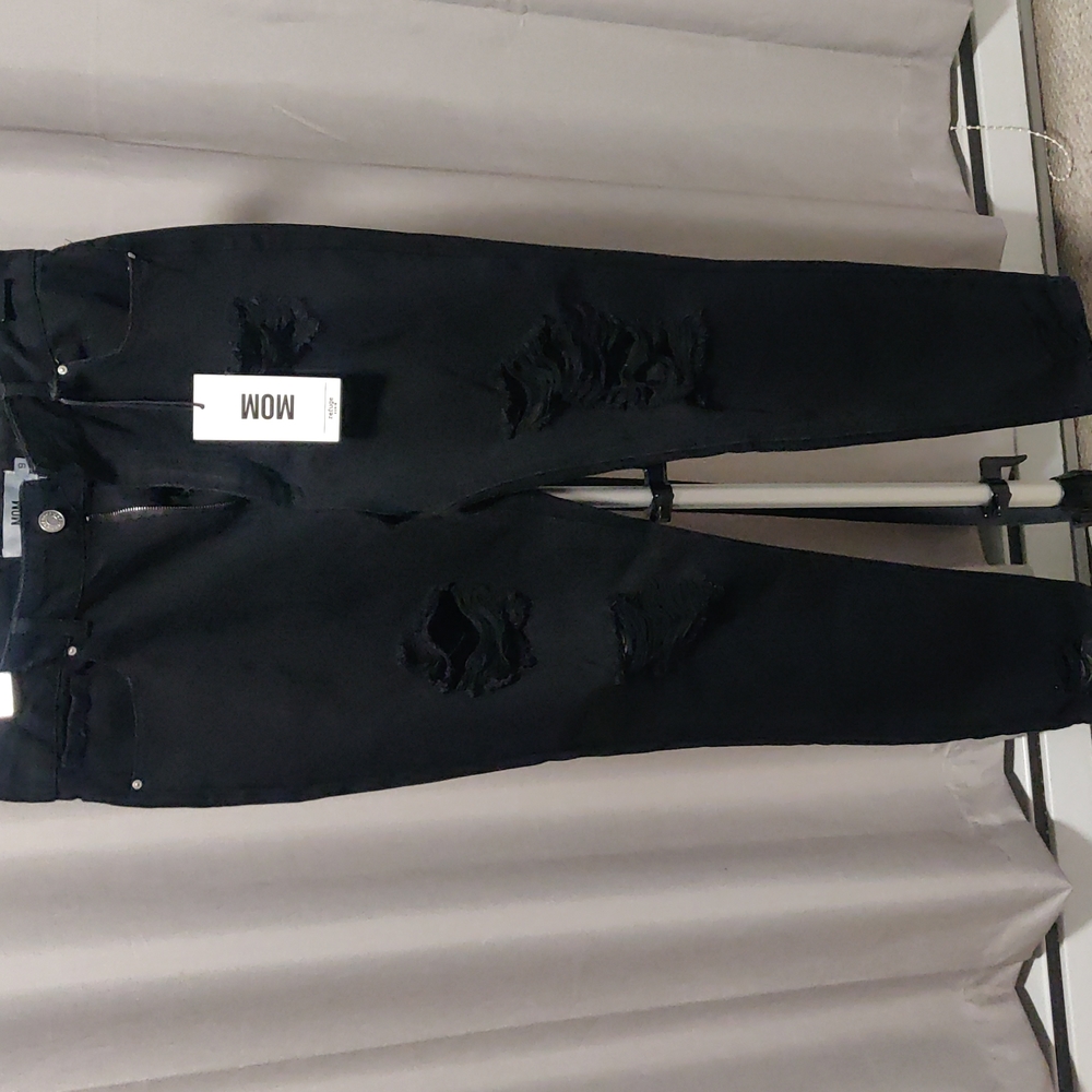 BNWT - Black Distressed Mom Jeans